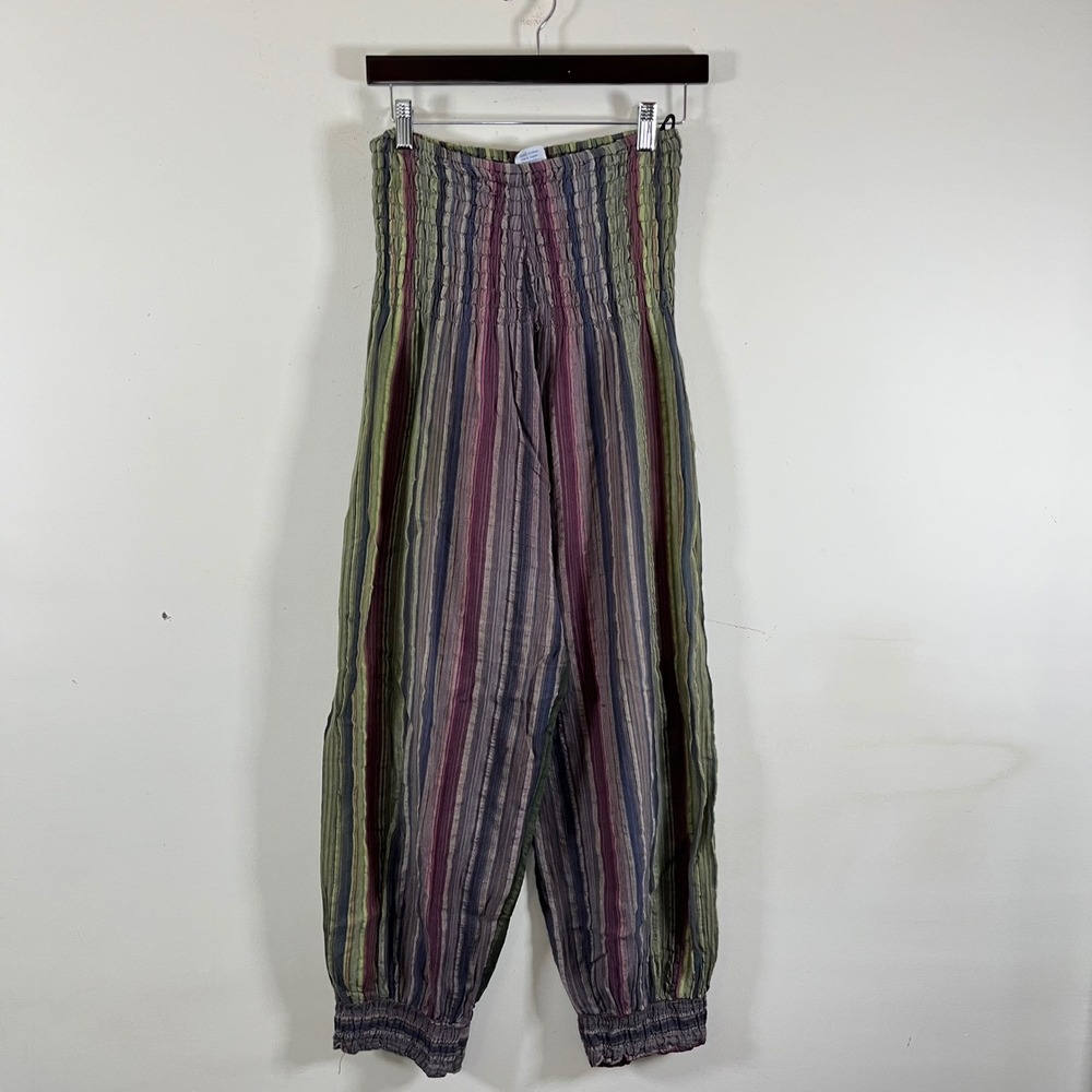 Mexicali Blues Harem Pants Striped Balloon Pants Smocked Waist Bohemian Hippie